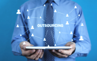 Business Process Outsourcing conceptual graphic close up of a business professional