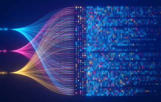 0s and 1s in various colors collating to signify digital transformation.