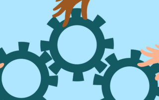 Illustration of people working together to improve accounts payable processes and workflow efficiency.
