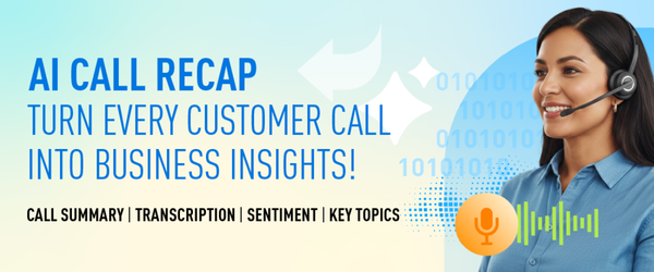 AI-powered call recap showing transcription, sentiment analysis, and call summaries for business phone systems